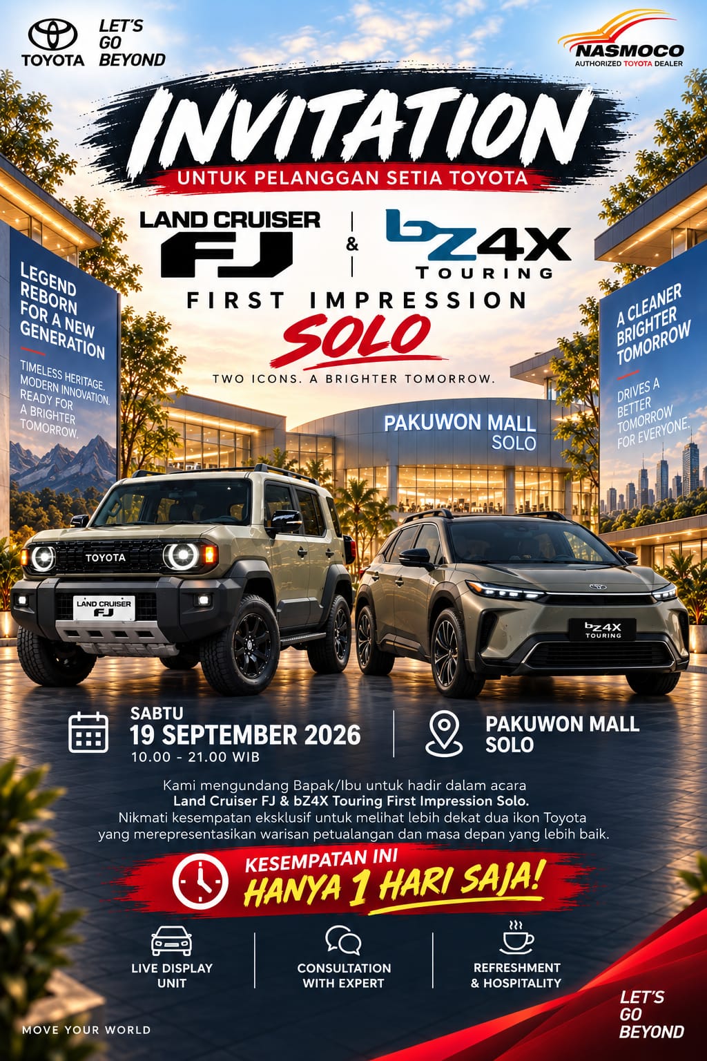Toyota Solo Hadirkan Land Cruiser FJ & bZ4X Touring di Pakuwon Mall Solo – 19 September 2026